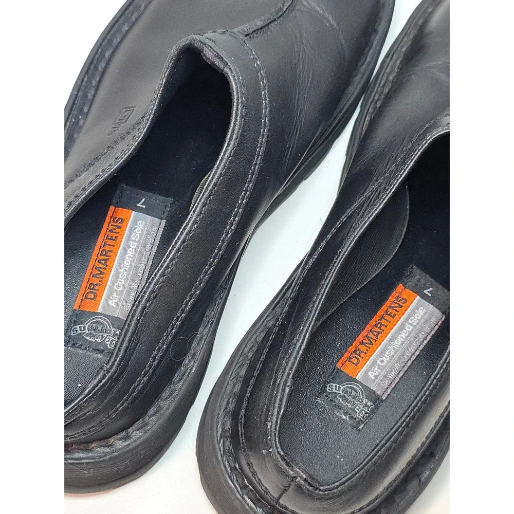 Dr. Martens‎ Vintage Black LeatherCenterSeam SlipOn MulesClogs AirWair Ms 7 Ws 8